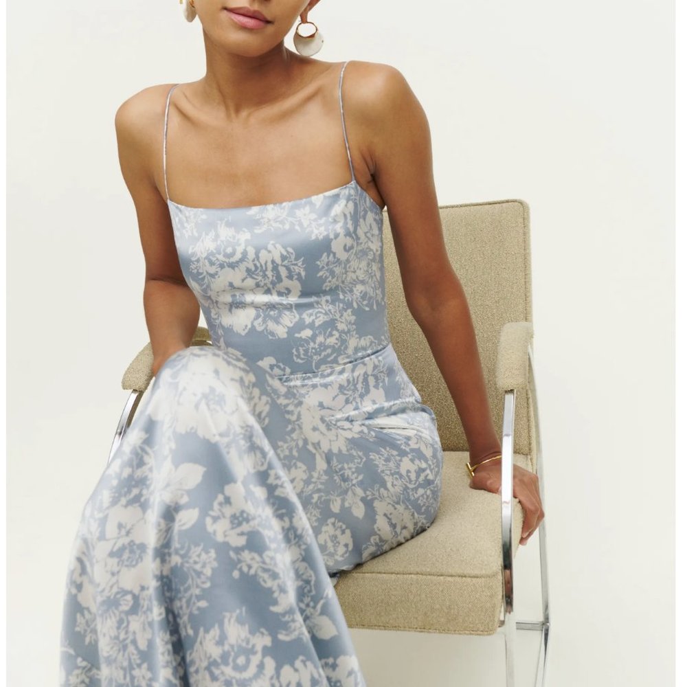 Reformation Blue and White Floral Midi Dress